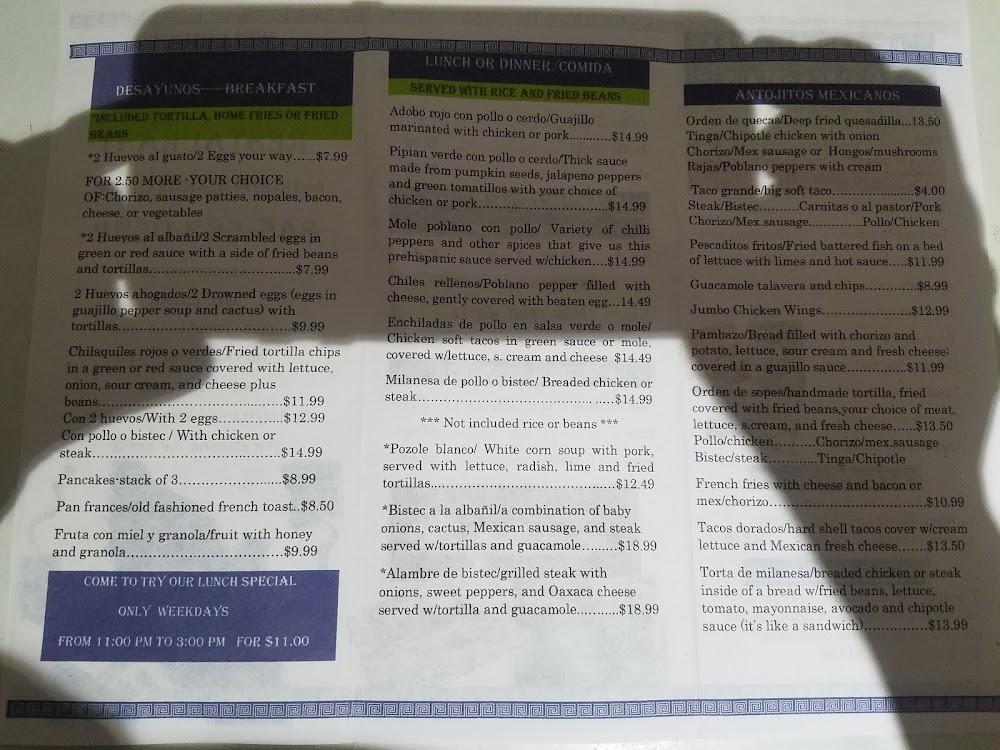 Talavera Restaurant Menu image 3
